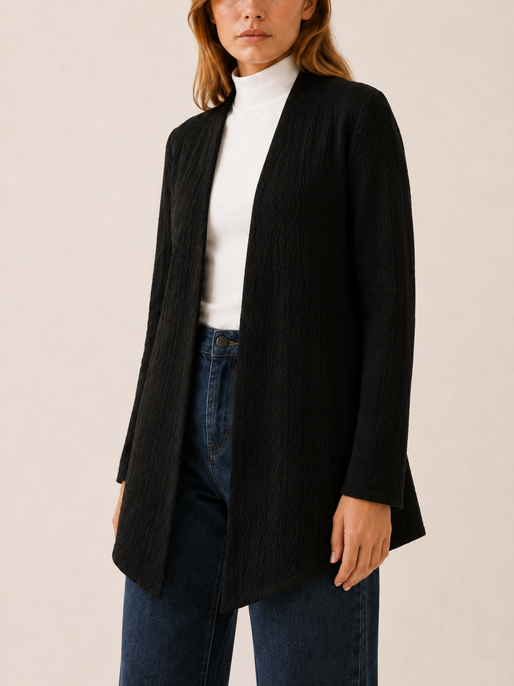 Elowen™ | Draped-Hem Open-Front Longline Cardigan