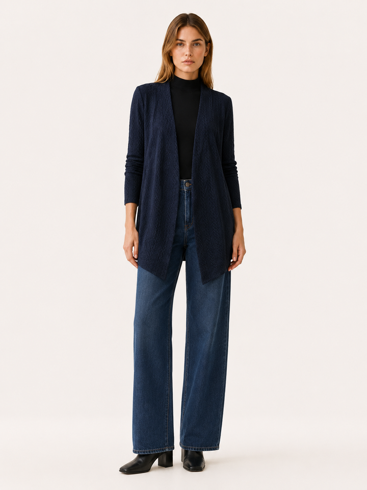 Elowen™ | Draped-Hem Open-Front Longline Cardigan