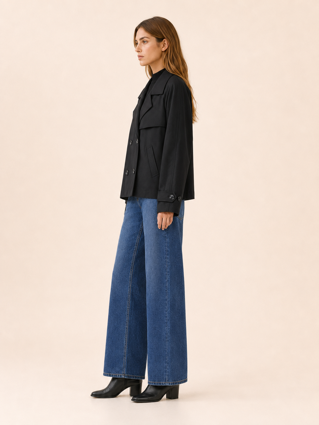 Elowen™ | Short Double-Breasted Trench Coat