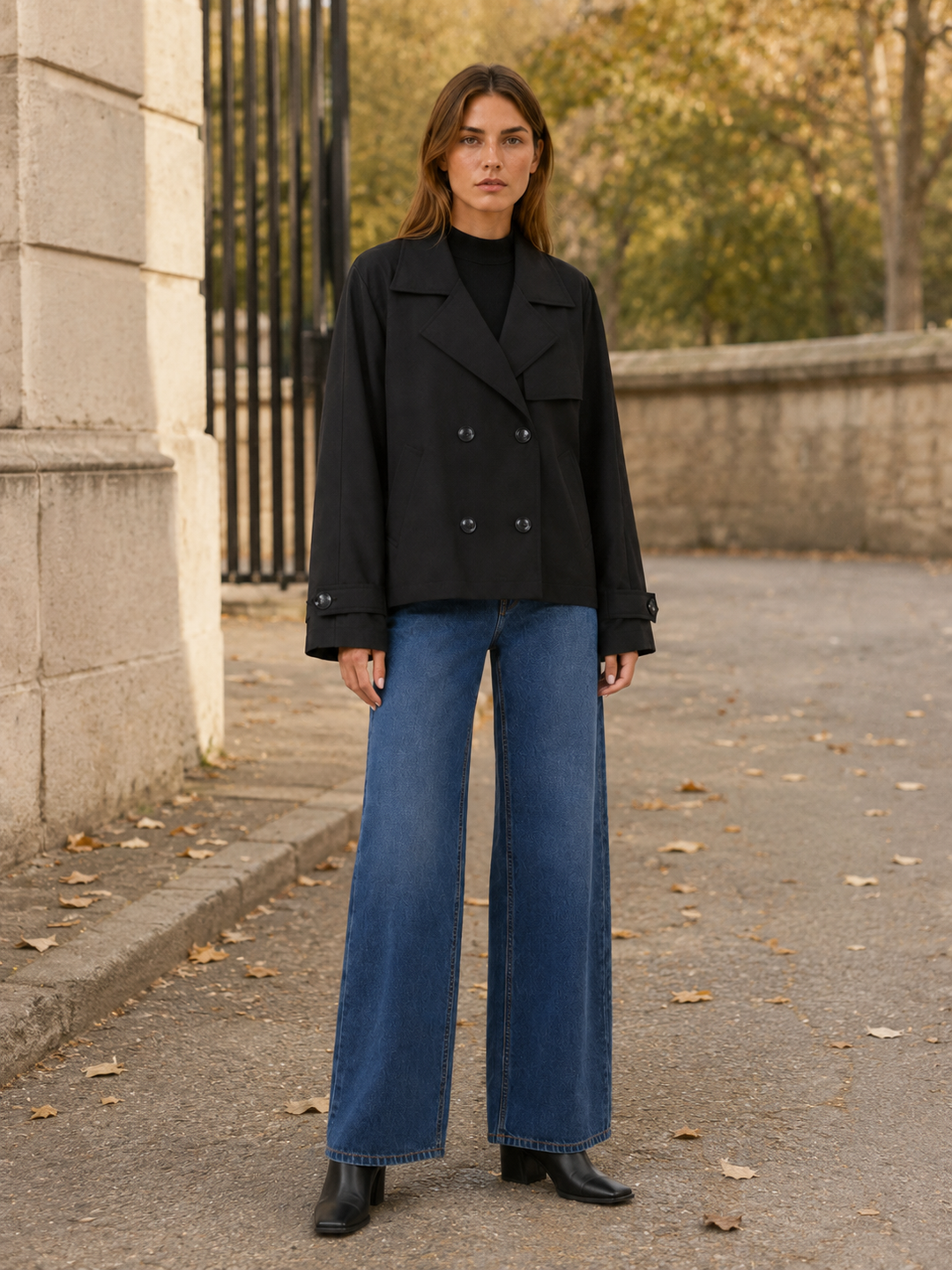 Elowen™ | Short Double-Breasted Trench Coat