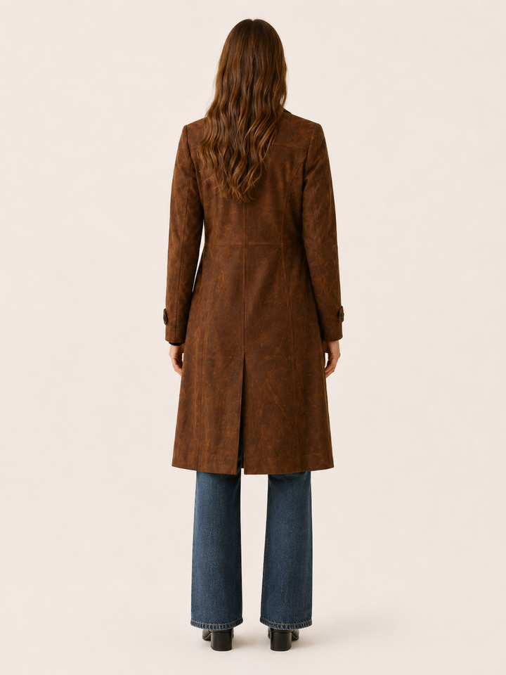 Elspeth™ | Longline Faux Suede Trench Coat