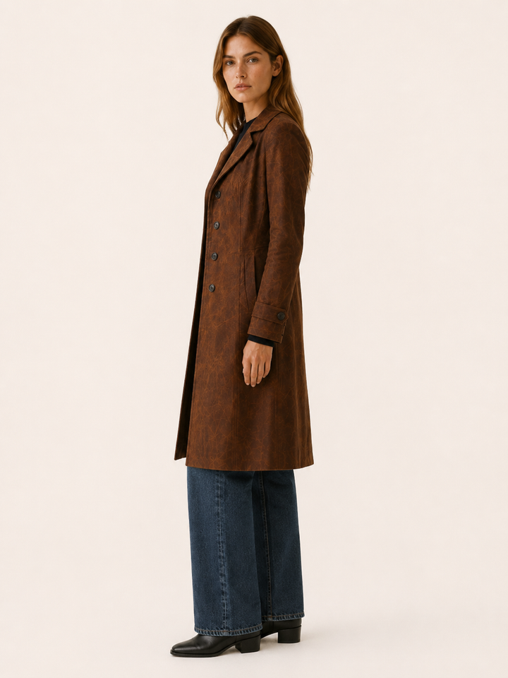Elspeth™ | Longline Faux Suede Trench Coat