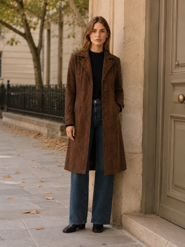 Elspeth™ | Longline Faux Suede Trench Coat