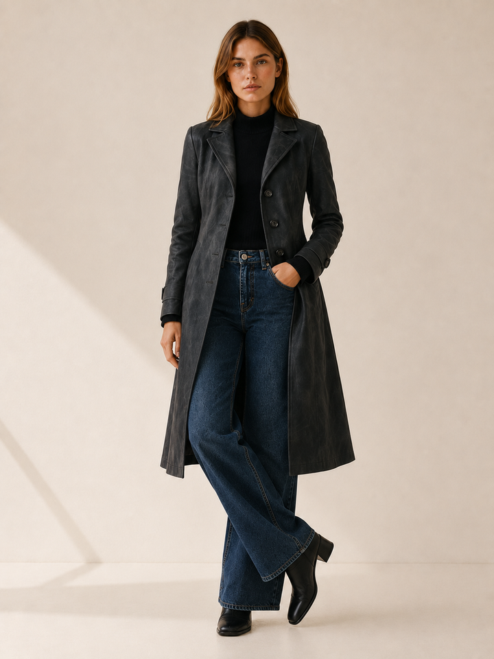 Elspeth™ | Longline Faux Suede Trench Coat