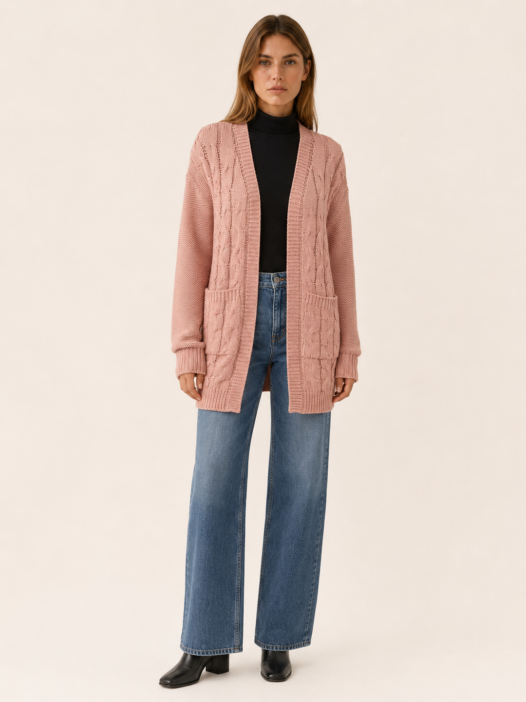 Evania™ | Open-Front Longline Cardigan with Pockets