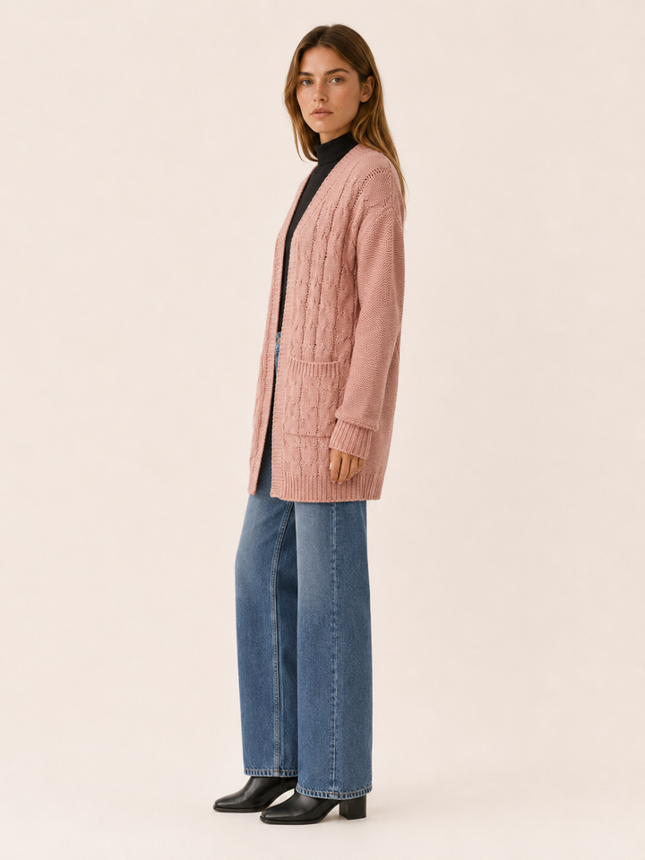 Evania™ | Open-Front Longline Cardigan with Pockets