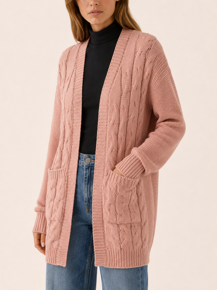 Evania™ | Open-Front Longline Cardigan with Pockets