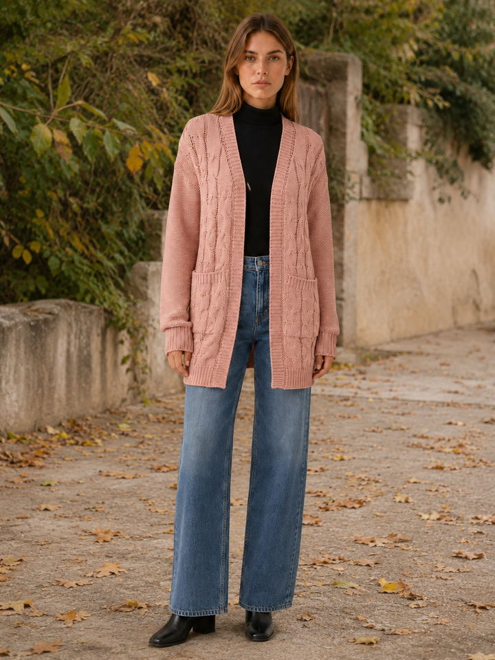 Evania™ | Open-Front Longline Cardigan with Pockets