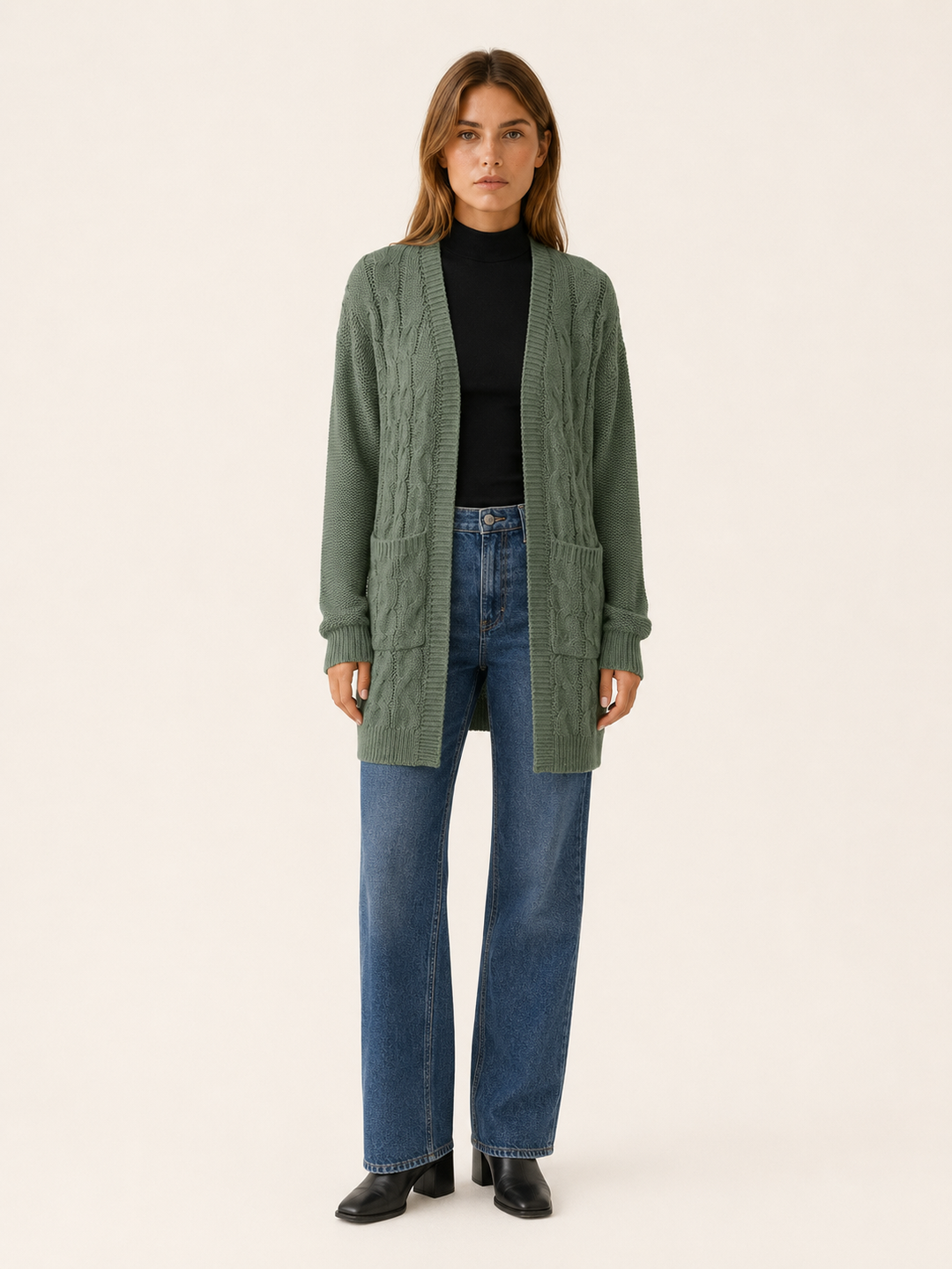Evania™ | Open-Front Longline Cardigan with Pockets