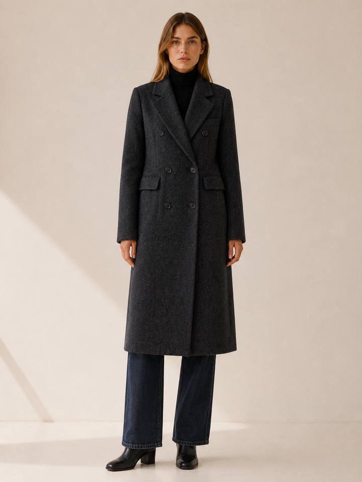 Evelyn™ | Long Double-Breasted Coat with Tailored Fit