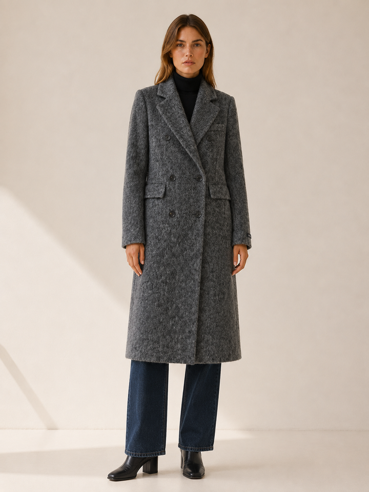 Evelyn™ | Long Double-Breasted Coat with Tailored Fit