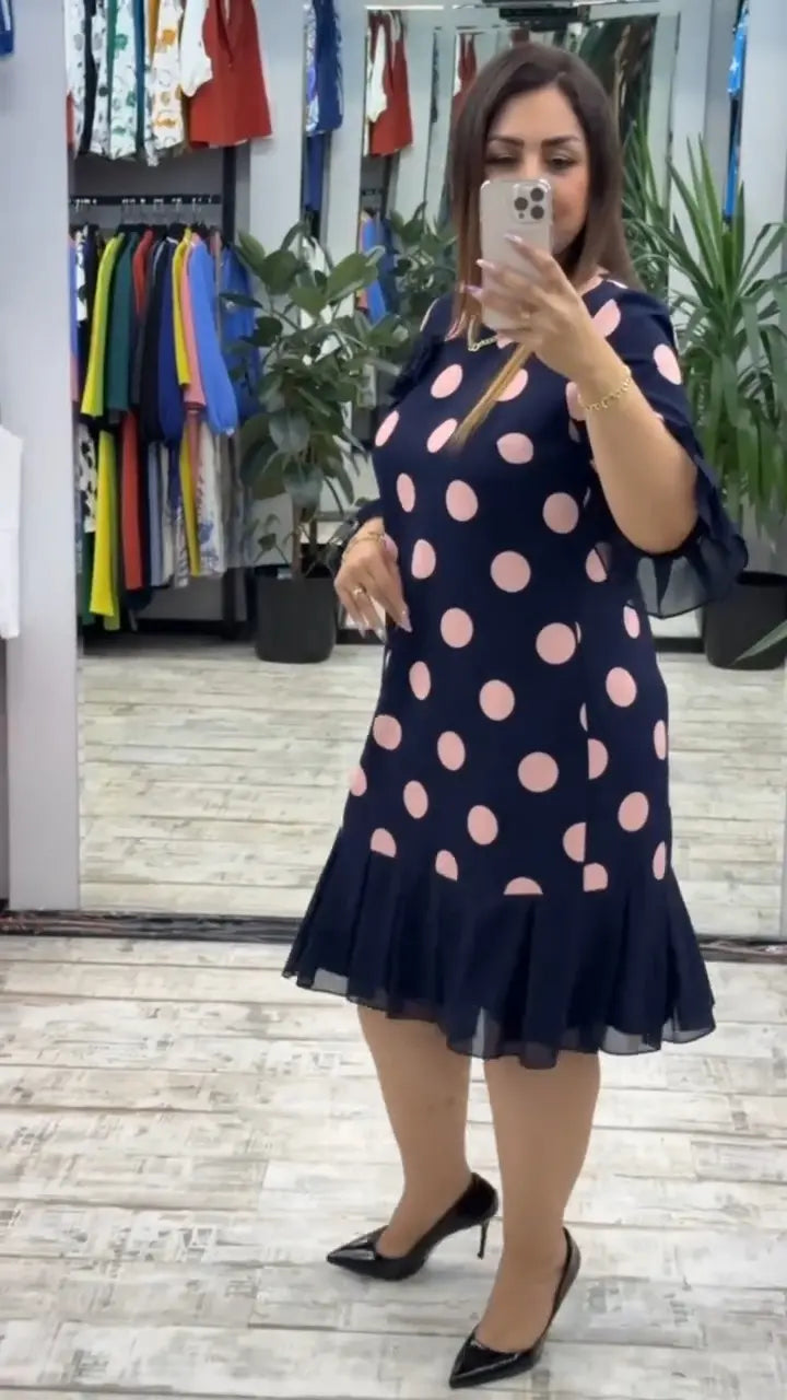 Palerine™ | Pleated Polka Dot Dress