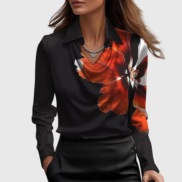 Leocadia™ | Women's Draped Cowl Neck Long Sleeve Blouse