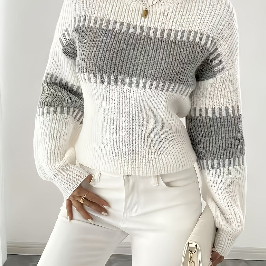 Thomasin™ | Women's Colour Block Striped Drop Shoulder Sweater