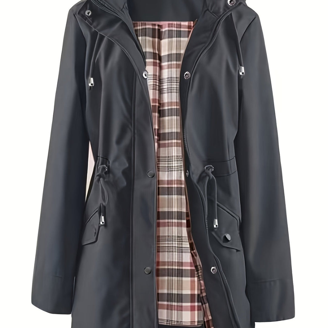 Joyce™ | Women's Hooded Drawstring Rain Jacket in Plus Sizes