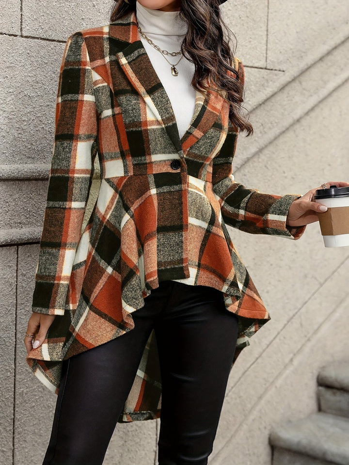 Sybilla™ | Women's Draped Plaid Open Front Jacket