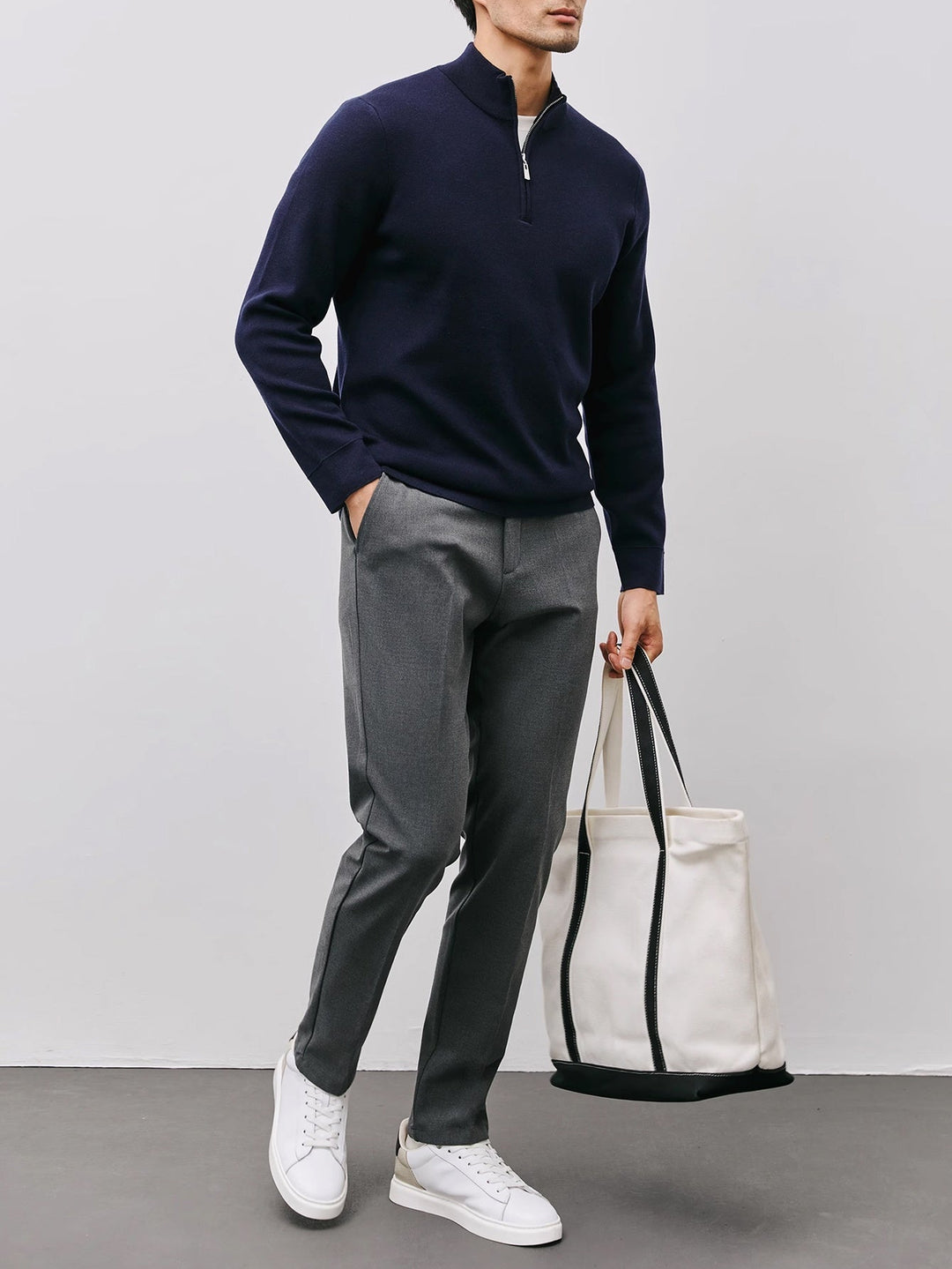 Thaddeus™ | Men's Quarter Zip Sweater with Stand Collar