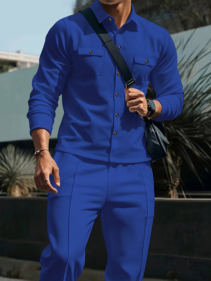 Valerian™ | Men's Two Piece Set with Button Front Shirt Jacket and Drawstring Trousers