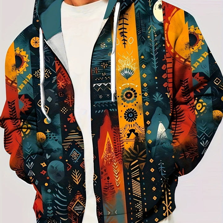 Lucian™ | Men's Artistic Print Hooded Jacket with Full Zip