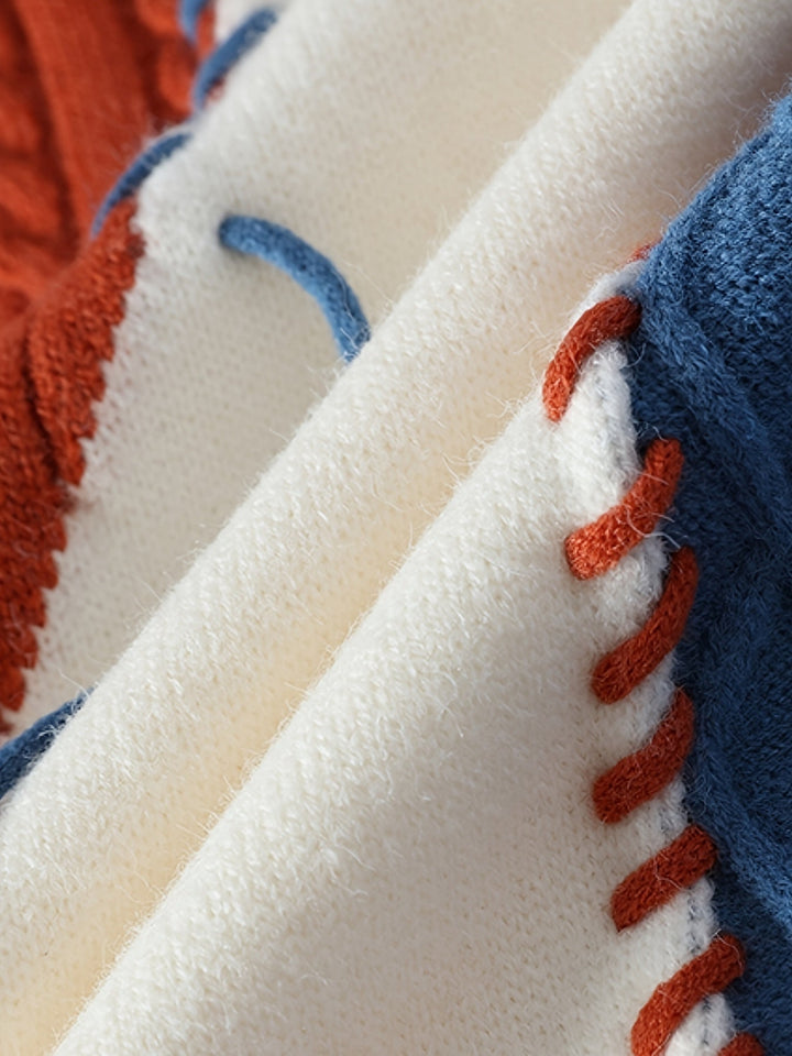 Cornelius™ | Men's Colour Block Cable Knit Sweater with Crew Neck