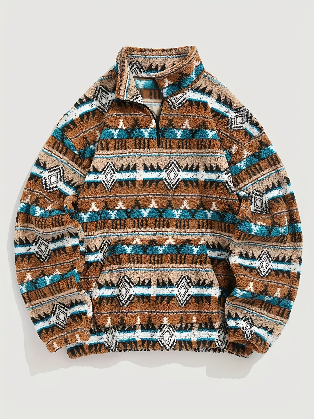 Weston™ | Men's Patterned Half Zip Pullover with Kangaroo Pocket
