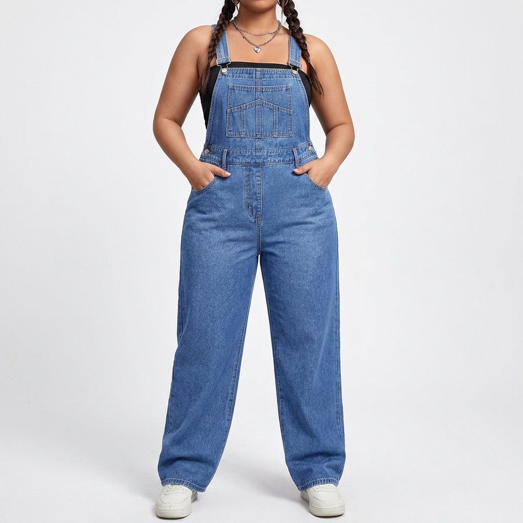 Fallon™ | Women's Denim Straight Leg Overalls with Bib Pocket