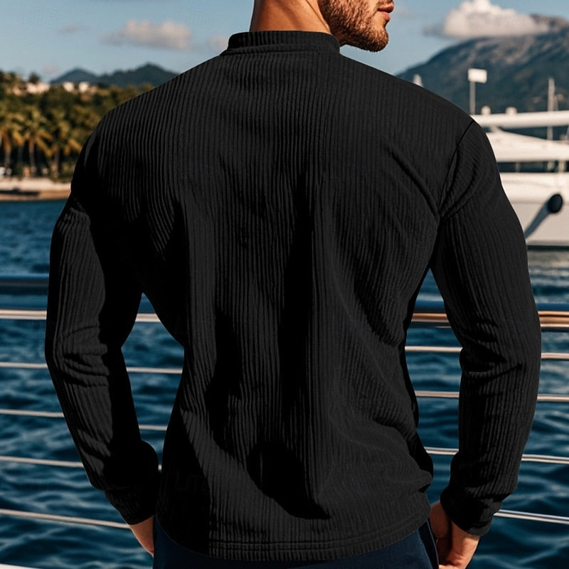 Anders™ | Men's Ribbed Long Sleeve Henley Shirt