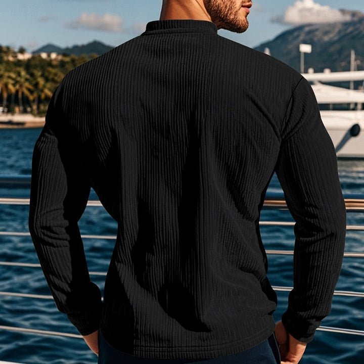 Anders™ | Men's Ribbed Long Sleeve Henley Shirt