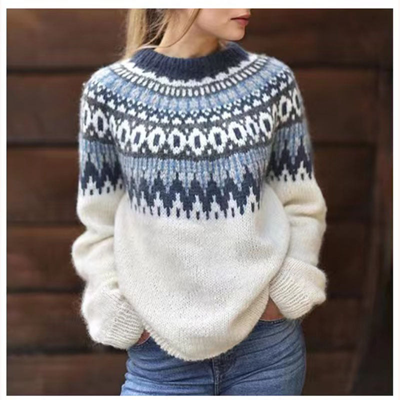 Ylva™ | Women's Nordic Yoke Knit Sweater