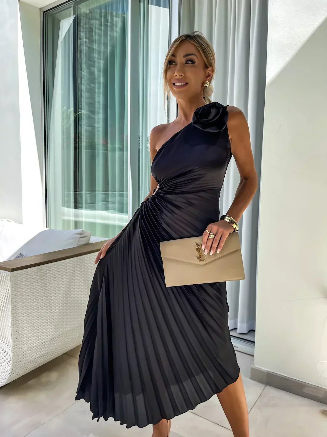Eya™ | One Shoulder Elegant Floral Maxi Dress