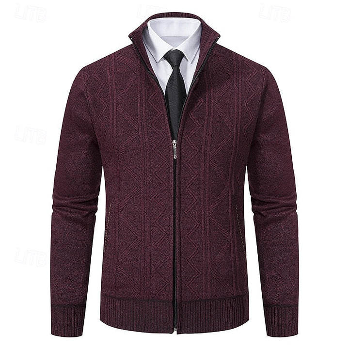 Malcolm™ | Men's Textured Stand Collar Zip Up Cardigan