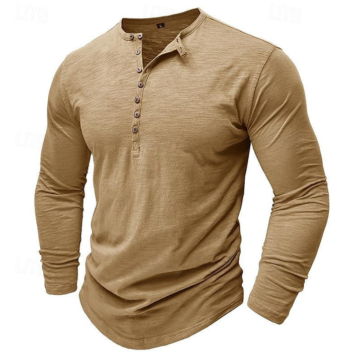 Brantley™ | Men's Long Sleeve Button Placket Henley Shirt