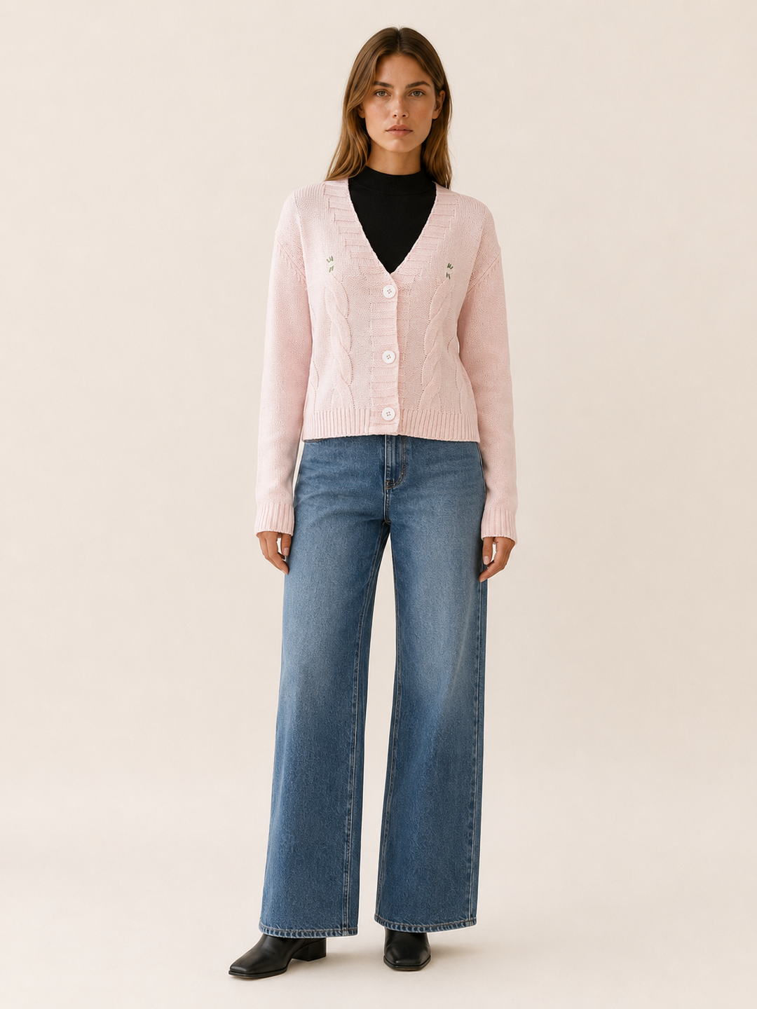 Gaia™ | Cropped V-Neck Cardigan with Button Front