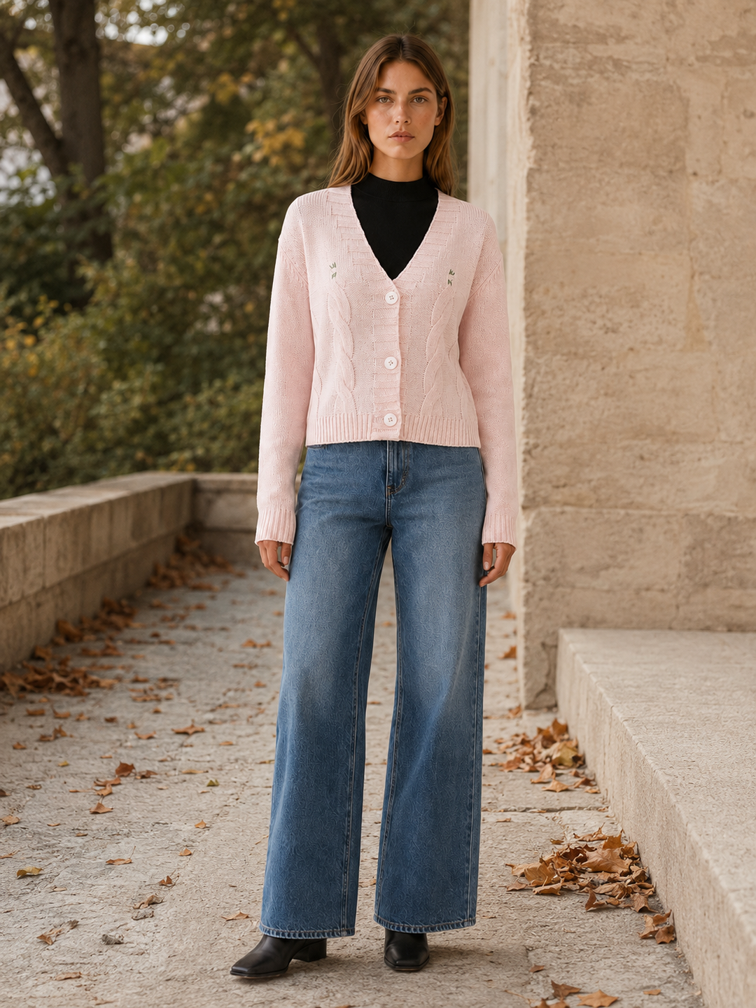 Gaia™ | Cropped V-Neck Cardigan with Button Front
