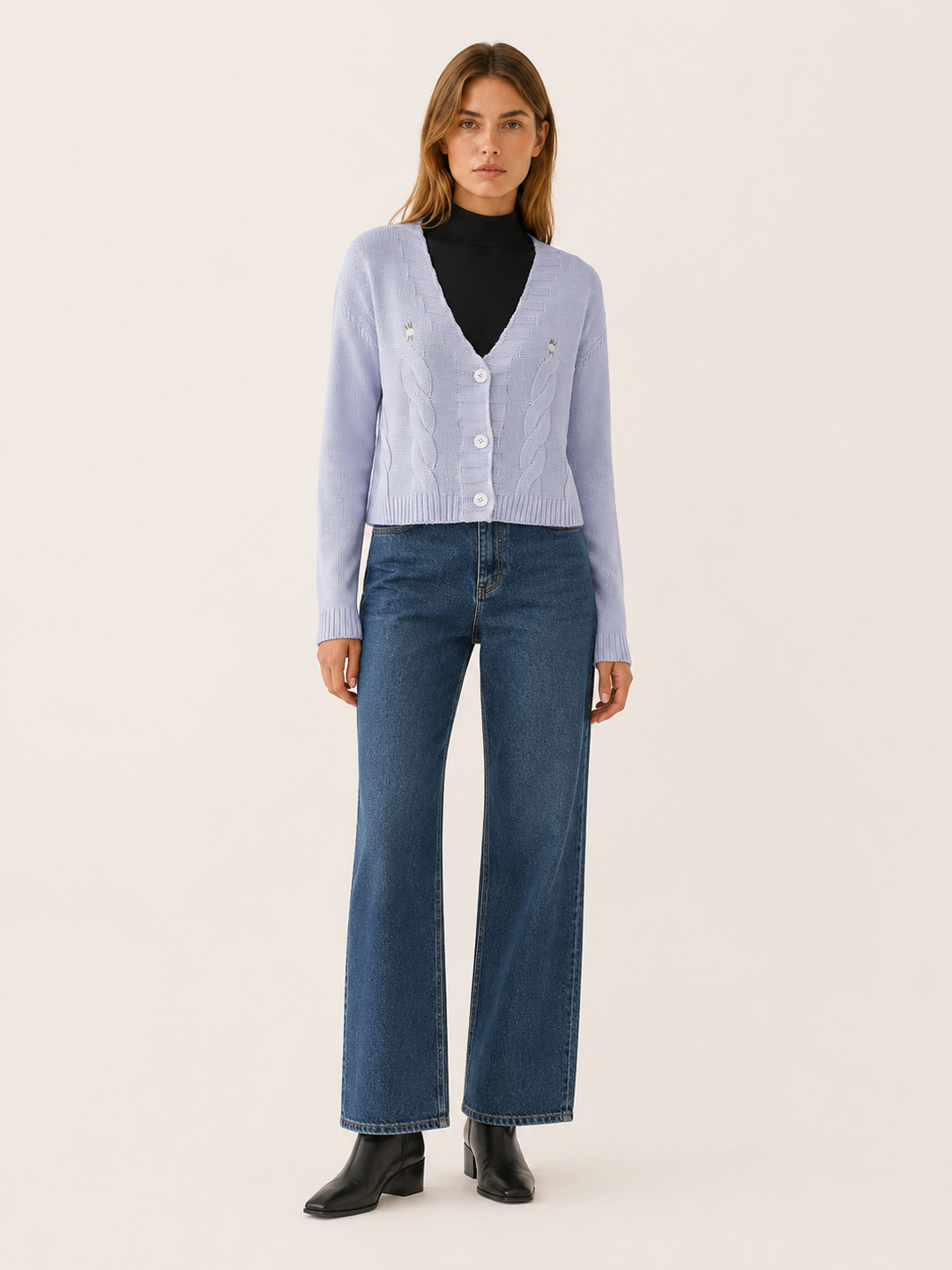 Gaia™ | Cropped V-Neck Cardigan with Button Front