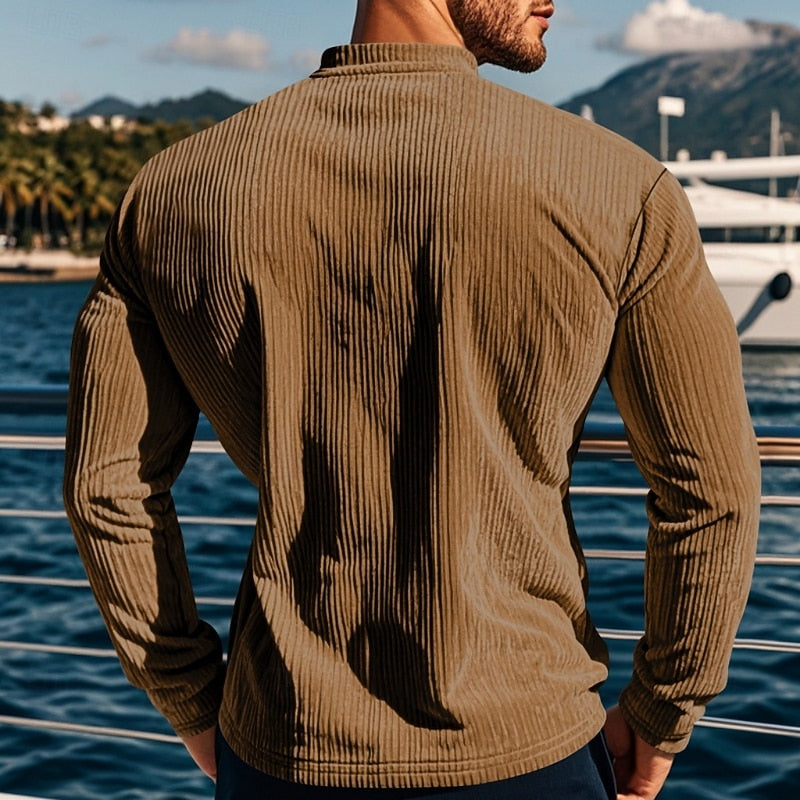 Anders™ | Men's Ribbed Long Sleeve Henley Shirt