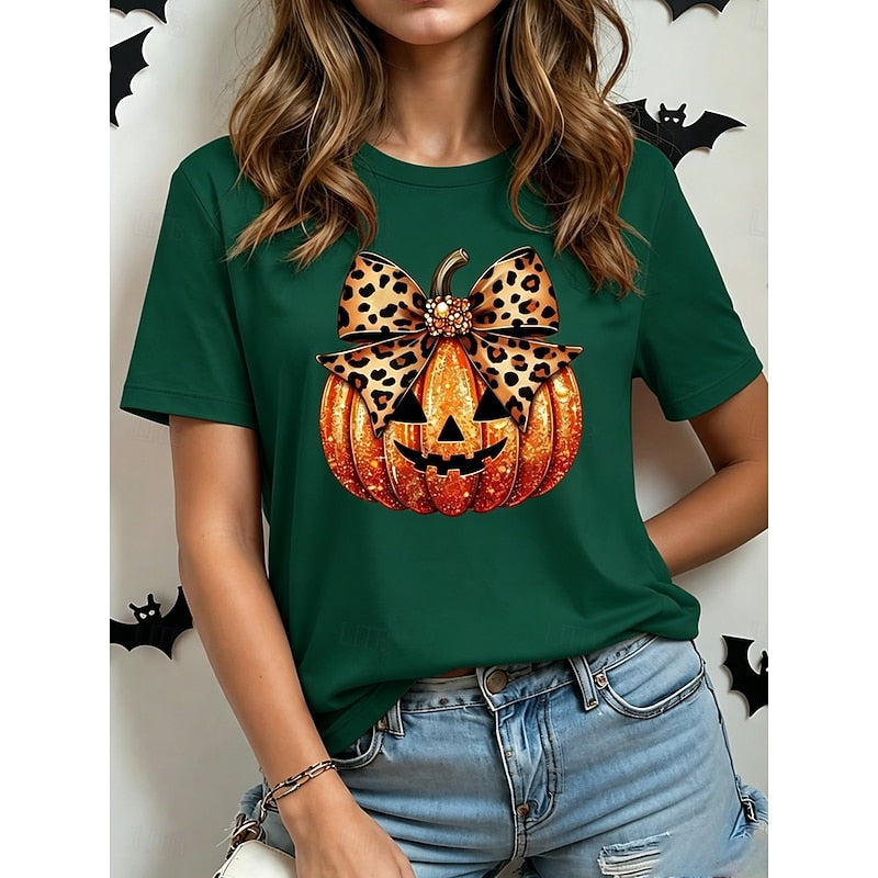 Talulah™ | Women's Halloween Pumpkin Bow Graphic T-Shirt