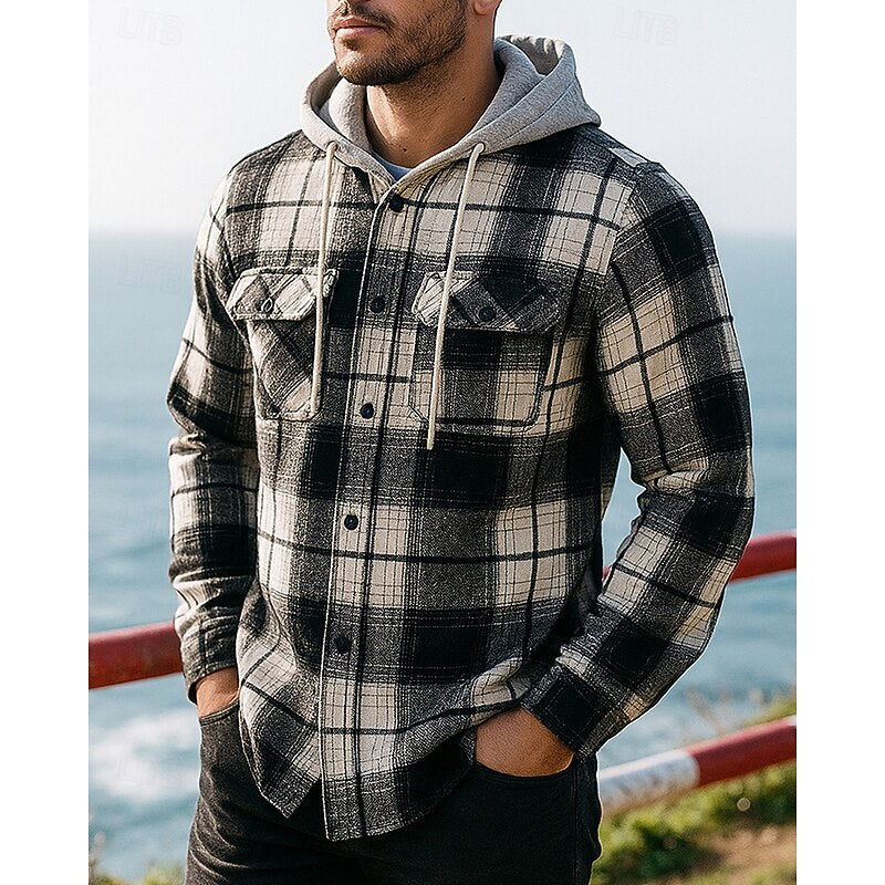 Cormac™ | Men's Hooded Plaid Shirt Jacket