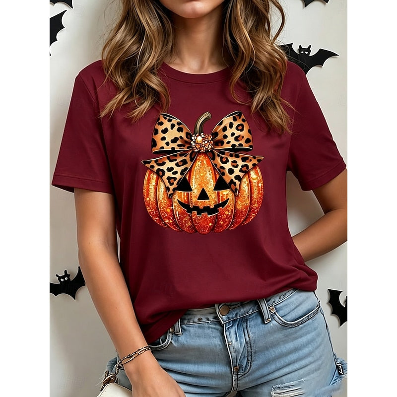 Talulah™ | Women's Halloween Pumpkin Bow Graphic T-Shirt