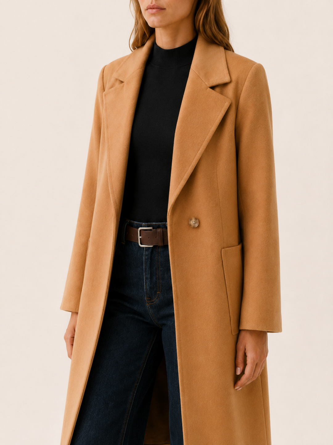 Greer™ | Long Trench Coat with Single-Button Front