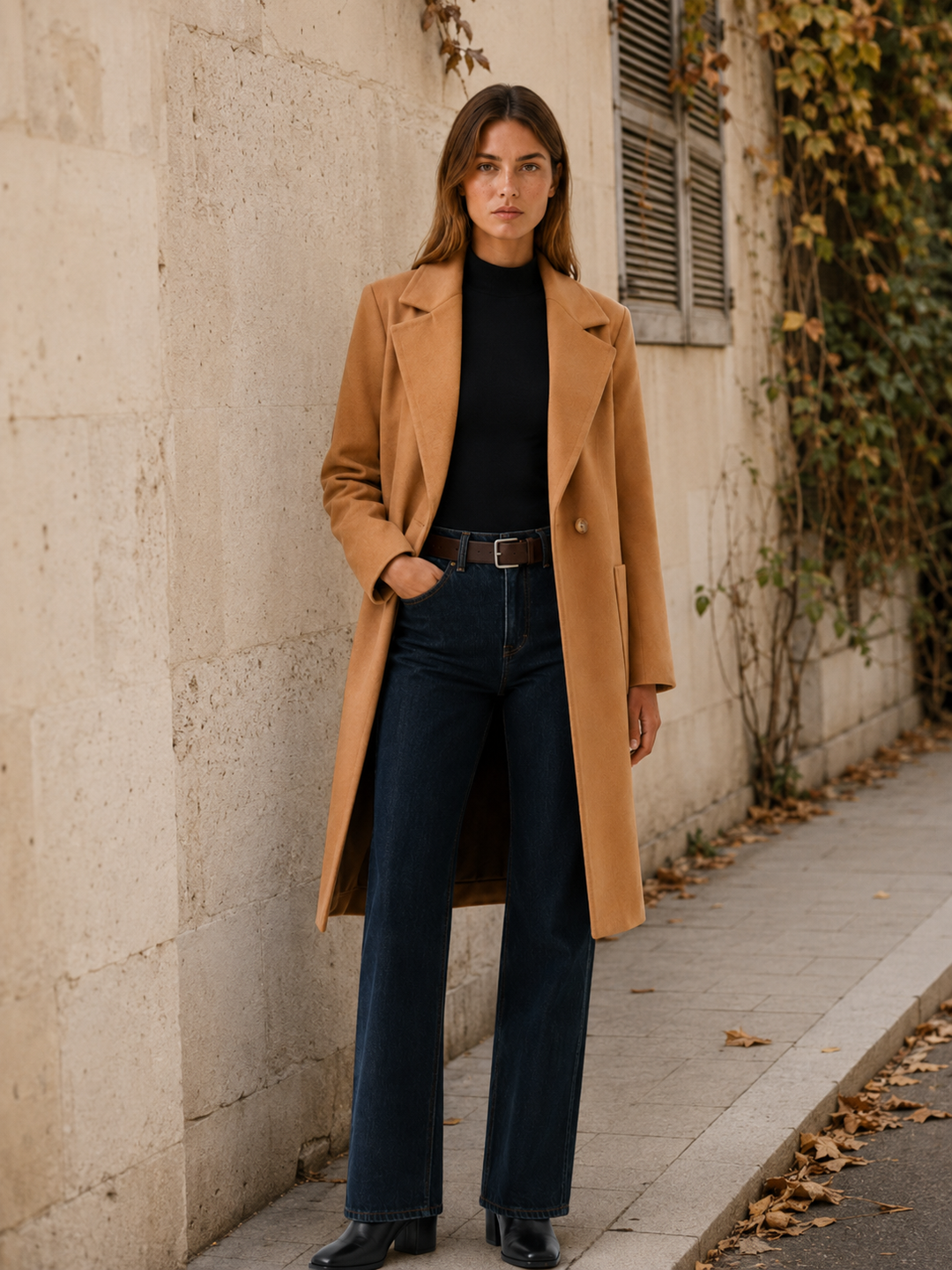 Greer™ | Long Trench Coat with Single-Button Front