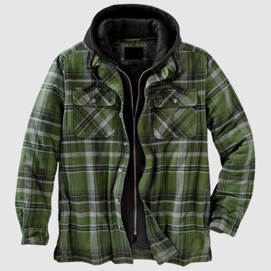 Cillian™ | Men's Hooded Plaid Shirt Jacket with Quilted Lining