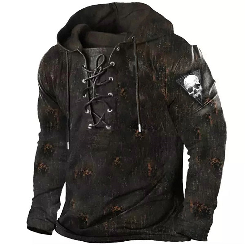 Crosby™ | Men's Halloween Skull Graphic Lace Up Hoodie