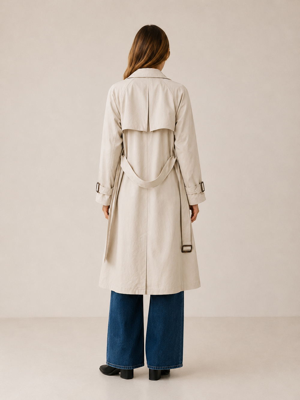 Hannah™ | Belted Double-Breasted Midi Trench