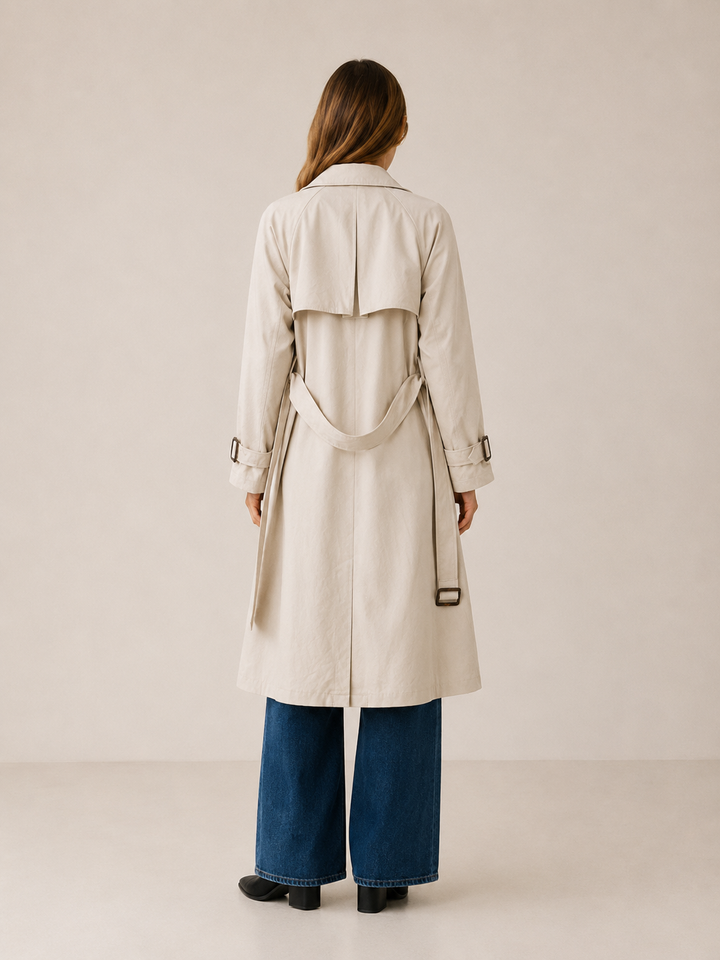 Hannah™ | Belted Double-Breasted Midi Trench