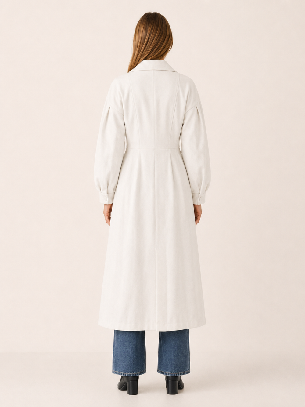 Harper™ | Double-Breasted Midi Trench Coat, White