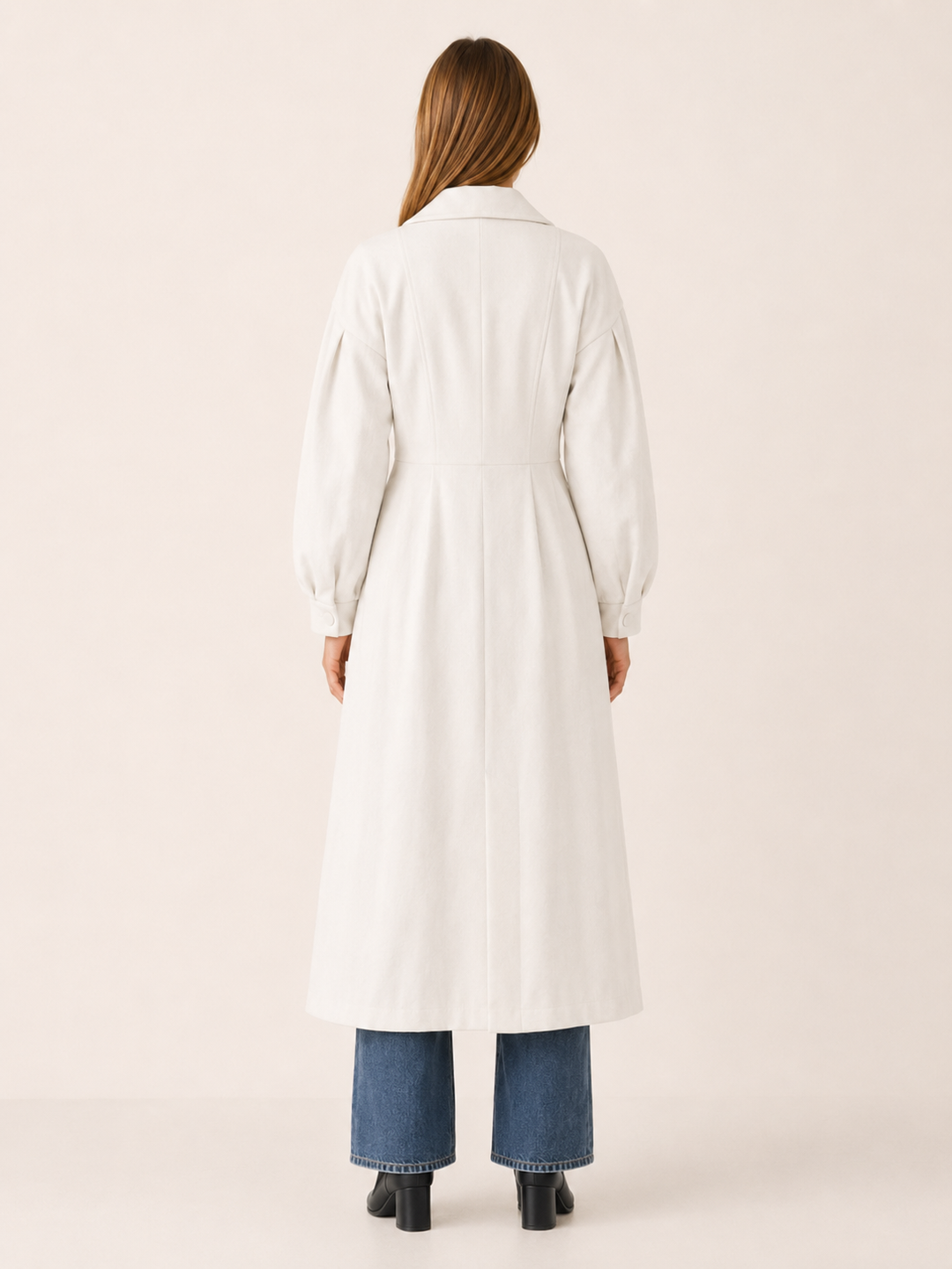 Harper™ | Double-Breasted Midi Trench Coat, White