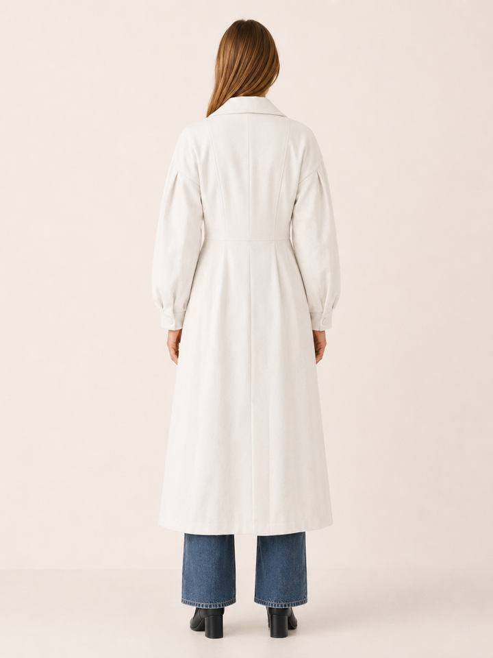 Harper™ | Double-Breasted Midi Trench Coat, White