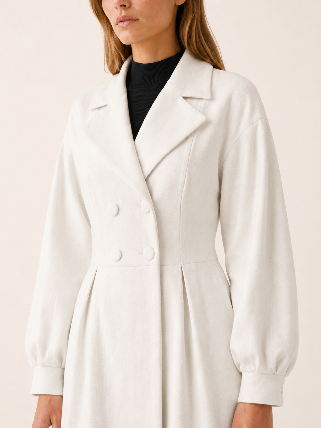 Harper™ | Double-Breasted Midi Trench Coat, White