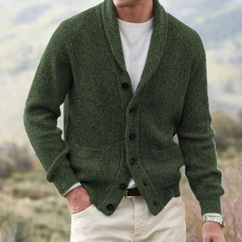Lowell™ | Men's Shawl Collar Ribbed Button Cardigan